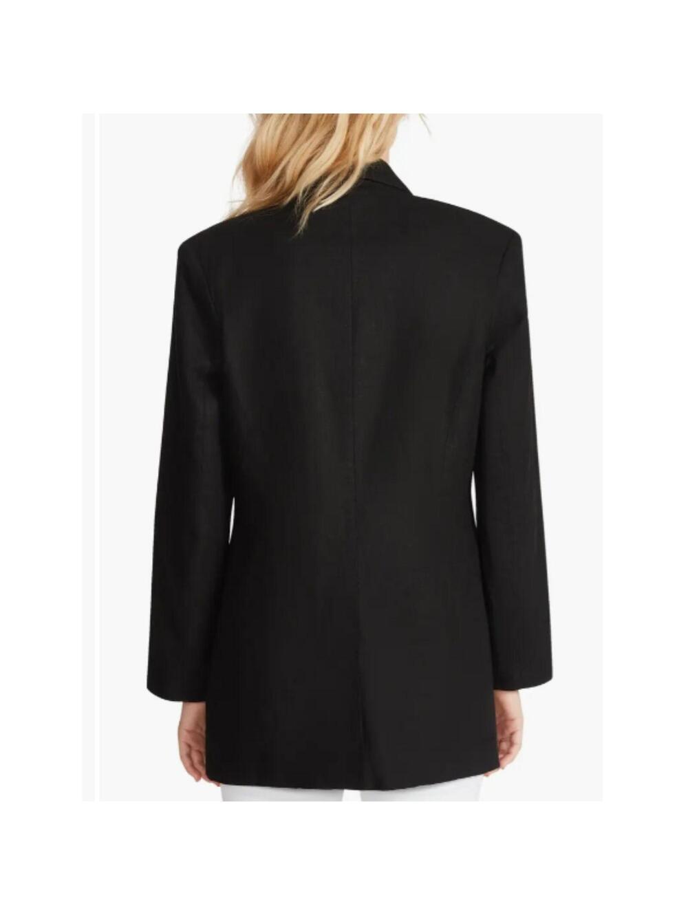 NWT Steve Madden Double Breasted Linen Blend Blazer Black XL - Picture 2 of 3